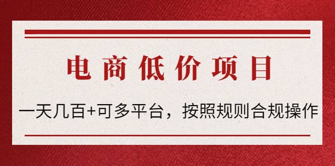 电商低价赔FU项目：按照规则合规操作网创吧-网创项目资源站-副业项目-创业项目-搞钱项目念念云网创