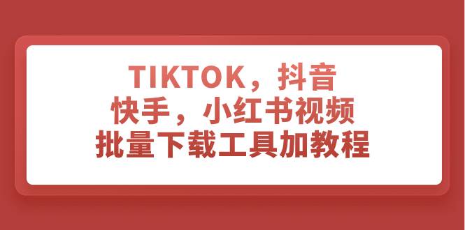 TIKTOK，抖音，快手，小红书视频批量下载工具加教程网创吧-网创项目资源站-副业项目-创业项目-搞钱项目念念云网创
