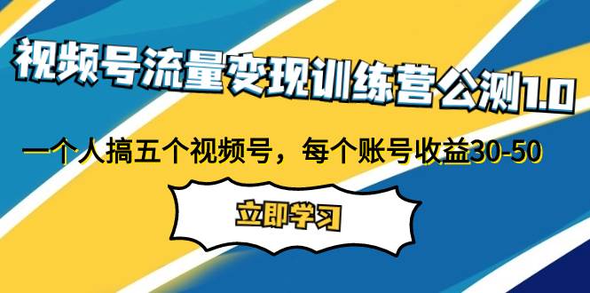 视频号流量变现训练营公测1.0：一个人搞五个视频号，每个账号收益30-50网创吧-网创项目资源站-副业项目-创业项目-搞钱项目念念云网创