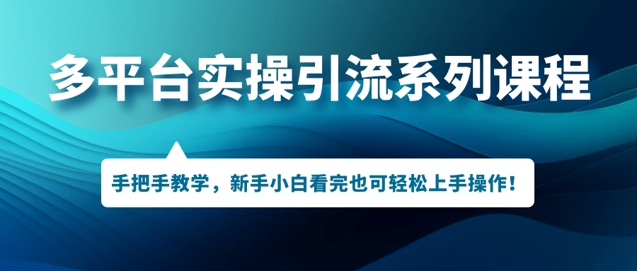 多平台实操引流系列课程，手把手教学，新手小白看完也可轻松上手引流操作网创吧-网创项目资源站-副业项目-创业项目-搞钱项目念念云网创