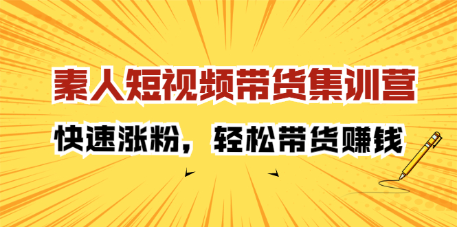 素人短视频带货集训营：快速涨粉，轻松带货赚钱网创吧-网创项目资源站-副业项目-创业项目-搞钱项目念念云网创