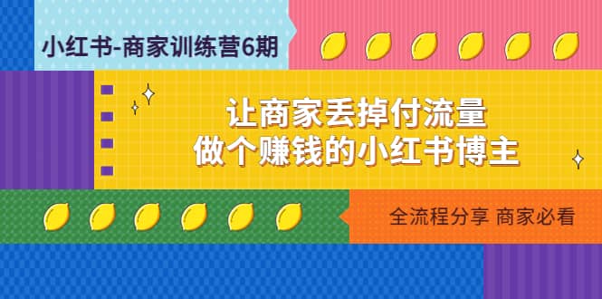小红书-商家训练营12期：让商家丢掉付流量网创吧-网创项目资源站-副业项目-创业项目-搞钱项目念念云网创