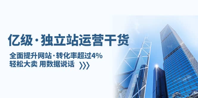 独立站运营干货：全面提升网站·转化率超过4%，轻松大卖 用数据说话网创吧-网创项目资源站-副业项目-创业项目-搞钱项目念念云网创