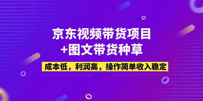 京东视频带货项目+图文带货种草，成本低，利润高，操作简单收入稳定网创吧-网创项目资源站-副业项目-创业项目-搞钱项目念念云网创