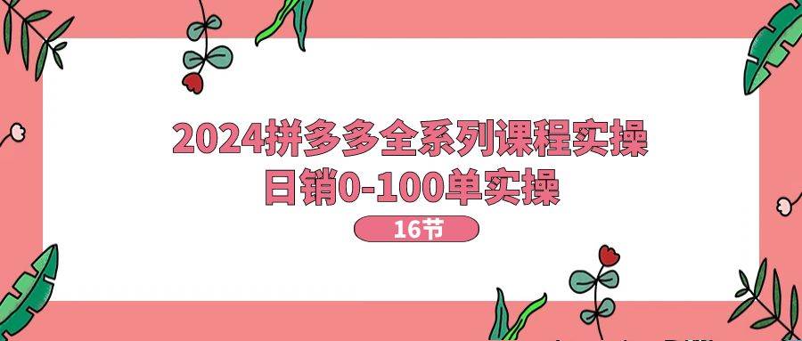 2024拼多多全系列课程实操，日销0-100单实操【16节课】网创吧-网创项目资源站-副业项目-创业项目-搞钱项目念念云网创