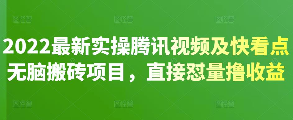2022最新实操腾讯视频及快看点无脑搬砖项目，直接怼量撸收益网创吧-网创项目资源站-副业项目-创业项目-搞钱项目念念云网创