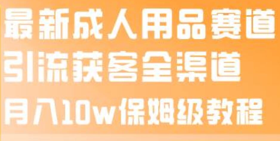 最新成人用品赛道引流获客全渠道，月入10w保姆级教程网创吧-网创项目资源站-副业项目-创业项目-搞钱项目念念云网创
