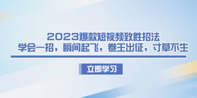 2023爆款短视频致胜招法，学会一招，瞬间起飞，卷王出征，寸草不生网创吧-网创项目资源站-副业项目-创业项目-搞钱项目念念云网创