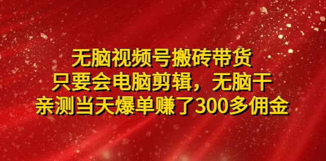 无脑视频号搬砖带货，只要会电脑剪辑，无脑干网创吧-网创项目资源站-副业项目-创业项目-搞钱项目念念云网创