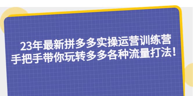 23年最新拼多多实操运营训练营：手把手带你玩转多多各种流量打法！网创吧-网创项目资源站-副业项目-创业项目-搞钱项目念念云网创
