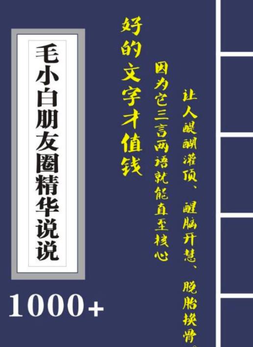 毛小白内容合集《朋友圈说说精华1000+》好的文字才值钱（第1部+2部）网创吧-网创项目资源站-副业项目-创业项目-搞钱项目念念云网创
