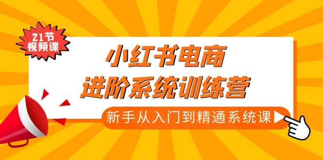 小红书电商进阶系统训练营：新手从入门到精通系统课（21节视频课）网创吧-网创项目资源站-副业项目-创业项目-搞钱项目念念云网创