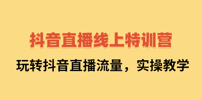 抖音直播线上特训营：玩转抖音直播流量，实操教学网创吧-网创项目资源站-副业项目-创业项目-搞钱项目念念云网创
