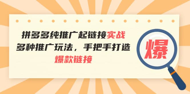 拼多多纯推广起链接实战：多种推广玩法，手把手打造爆款链接网创吧-网创项目资源站-副业项目-创业项目-搞钱项目念念云网创