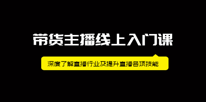 带货主播线上入门课，深度了解直播行业及提升直播各项技能网创吧-网创项目资源站-副业项目-创业项目-搞钱项目念念云网创