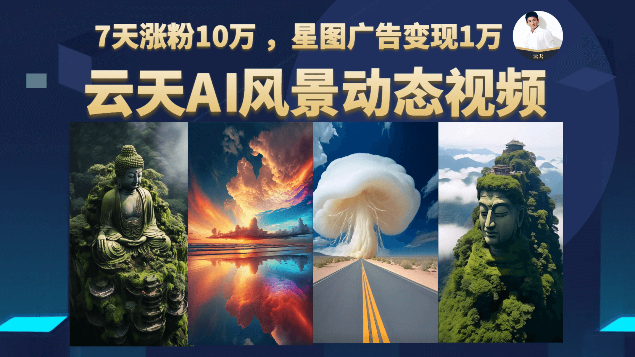 云天AI风景动图视频制作，7天涨粉10万 ，星图广告变现1万网创吧-网创项目资源站-副业项目-创业项目-搞钱项目念念云网创