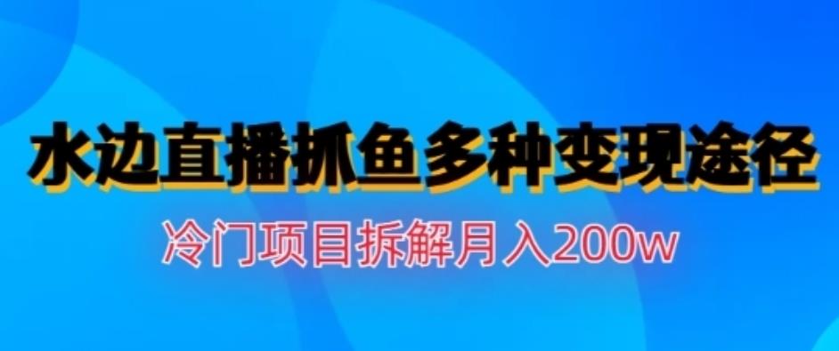 水边直播抓鱼，多种变现途径冷门项目，月入200w拆解【揭秘】网创吧-网创项目资源站-副业项目-创业项目-搞钱项目念念云网创
