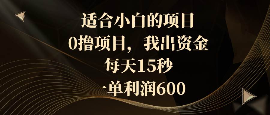 适合小白的项目，0撸项目，我出资金，每天15秒，一单利润600网创吧-网创项目资源站-副业项目-创业项目-搞钱项目念念云网创