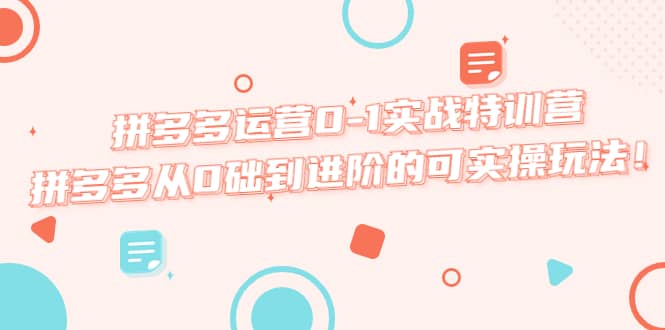 拼多多运营0-1实战特训营，拼多多从0础到进阶的可实操玩法网创吧-网创项目资源站-副业项目-创业项目-搞钱项目念念云网创