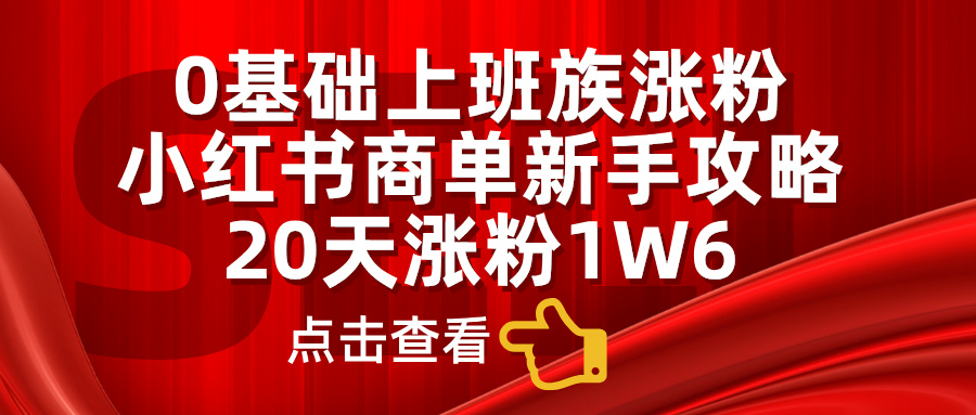 0基础上班族涨粉，小红书商单新手攻略，20天涨粉1.6w网创吧-网创项目资源站-副业项目-创业项目-搞钱项目念念云网创