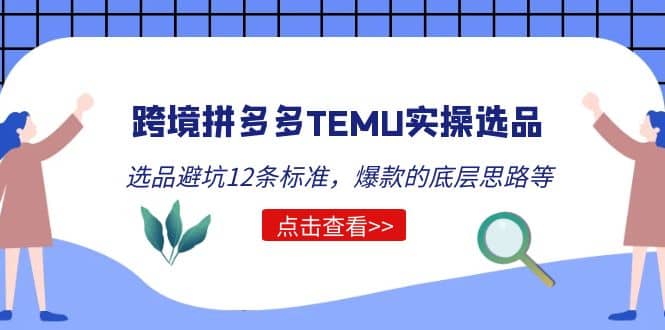 跨境拼多多TEMU实操选品运营方法，选品避坑12条标准，爆款的底层思路等网创吧-网创项目资源站-副业项目-创业项目-搞钱项目念念云网创
