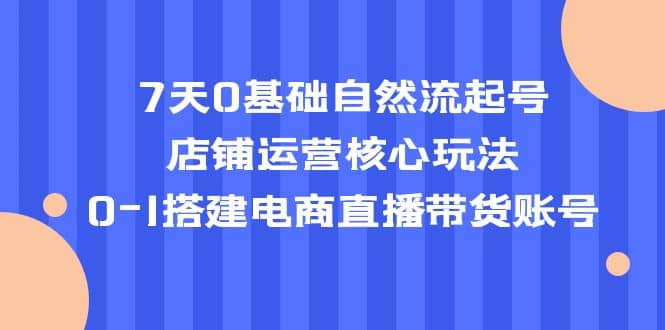 7天0基础自然流起号，店铺运营核心玩法，0-1搭建电商直播带货账号网创吧-网创项目资源站-副业项目-创业项目-搞钱项目念念云网创