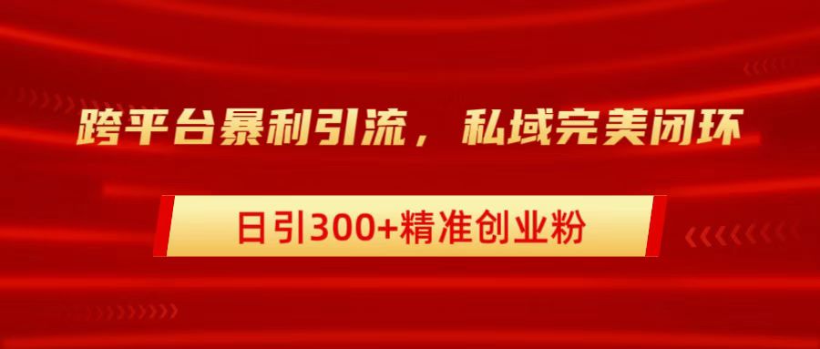 跨平台暴力引流，私域完美闭环，日引300+精准创业粉网创吧-网创项目资源站-副业项目-创业项目-搞钱项目念念云网创