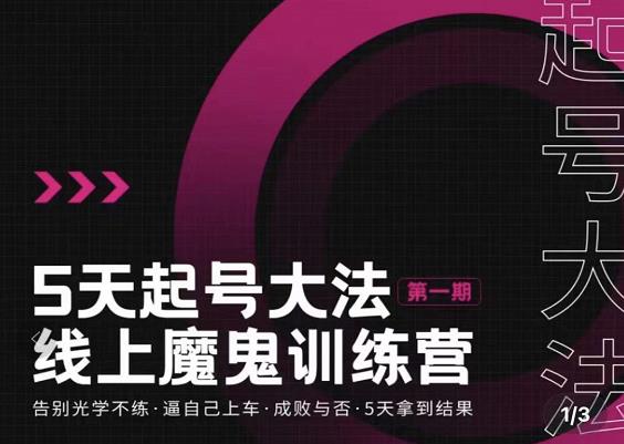 五天起号魔鬼训练营，告别光学不练，逼自己上车，成败与否，5天拿到结果网创吧-网创项目资源站-副业项目-创业项目-搞钱项目念念云网创