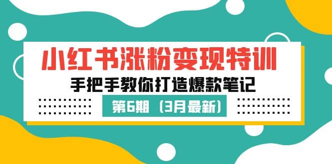 小红书涨粉变现特训·第6期，手把手教你打造爆款笔记（3月新课）网创吧-网创项目资源站-副业项目-创业项目-搞钱项目念念云网创