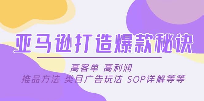 亚马逊打造爆款秘诀：高客单 高利润 推品方法 类目广告玩法 SOP详解等等网创吧-网创项目资源站-副业项目-创业项目-搞钱项目念念云网创
