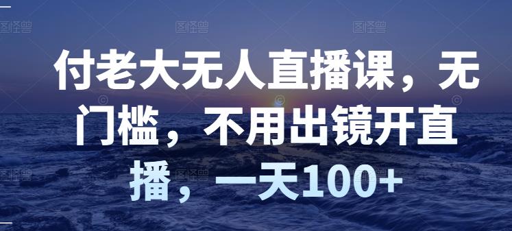 付老大无人直播课，无门槛，不用出镜开直播，一天100+网创吧-网创项目资源站-副业项目-创业项目-搞钱项目念念云网创