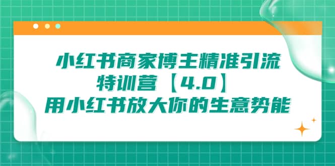 小红书商家 博主精准引流特训营【4.0】用小红书放大你的生意势能网创吧-网创项目资源站-副业项目-创业项目-搞钱项目念念云网创