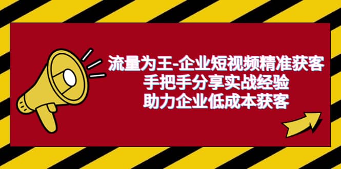 流量为王-企业 短视频精准获客，手把手分享实战经验，助力企业低成本获客网创吧-网创项目资源站-副业项目-创业项目-搞钱项目念念云网创