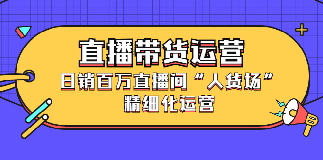 直播带货运营，销百万直播间“人货场”精细化运营网创吧-网创项目资源站-副业项目-创业项目-搞钱项目念念云网创