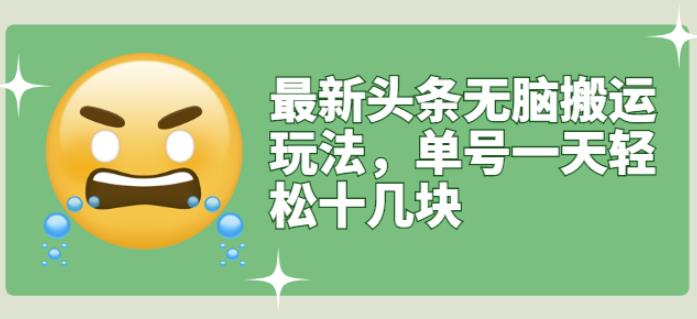 最新头条无脑搬运玩法，单号一天轻松十几块【视频教程+搬运软件】网创吧-网创项目资源站-副业项目-创业项目-搞钱项目念念云网创
