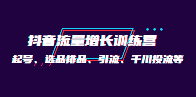 月销1.6亿实操团队·抖音流量增长训练营：起号、选品排品、引流 千川投流等网创吧-网创项目资源站-副业项目-创业项目-搞钱项目念念云网创
