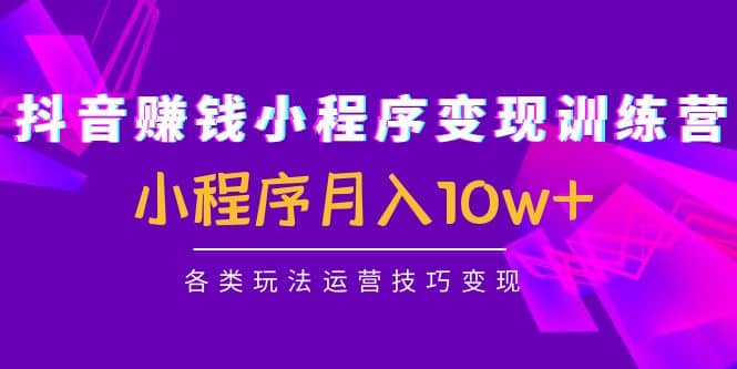 抖音小程序变现训练营：小程序各类玩法运营技巧变现网创吧-网创项目资源站-副业项目-创业项目-搞钱项目念念云网创