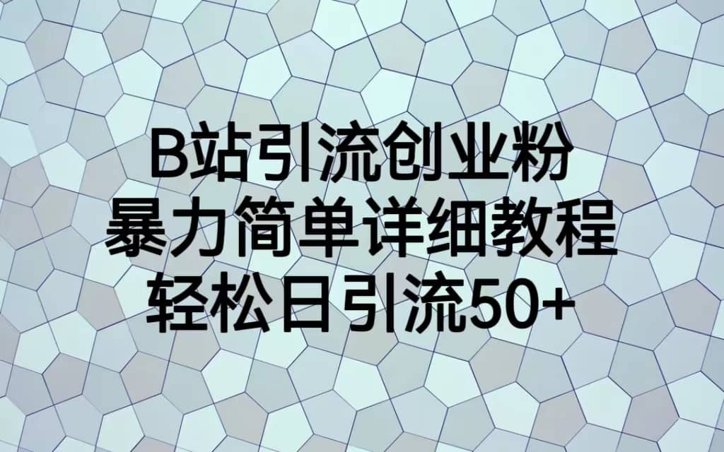 B站引流创业粉，暴力简单详细教程，轻松日引流50+网创吧-网创项目资源站-副业项目-创业项目-搞钱项目念念云网创