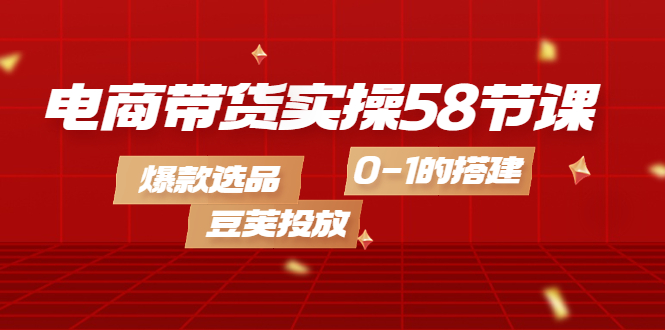 电商带货实操58节课，爆款选品，豆荚投放，0-1的搭建网创吧-网创项目资源站-副业项目-创业项目-搞钱项目念念云网创