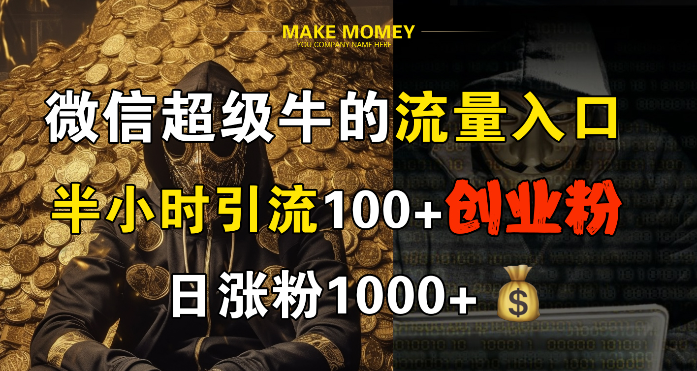微信超级牛的流量入口，半小时引流100+创业粉，日涨粉1000+网创吧-网创项目资源站-副业项目-创业项目-搞钱项目念念云网创
