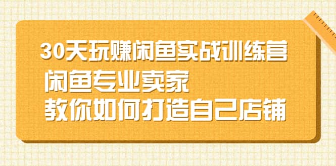 30天玩赚闲鱼实战训练营，闲鱼专业卖家教你如何打造自己店铺网创吧-网创项目资源站-副业项目-创业项目-搞钱项目念念云网创