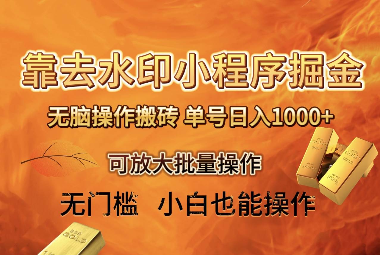 去水印小程序+拼多多 无脑搬砖 ，单号日入1000+ 保姆级教程 可放大批量操作网创吧-网创项目资源站-副业项目-创业项目-搞钱项目念念云网创
