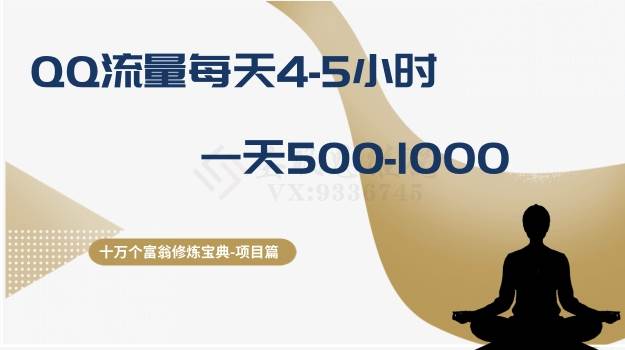 十万个富翁修炼宝典之1.QQ流量每天4-5小时，一天500-1000网创吧-网创项目资源站-副业项目-创业项目-搞钱项目念念云网创