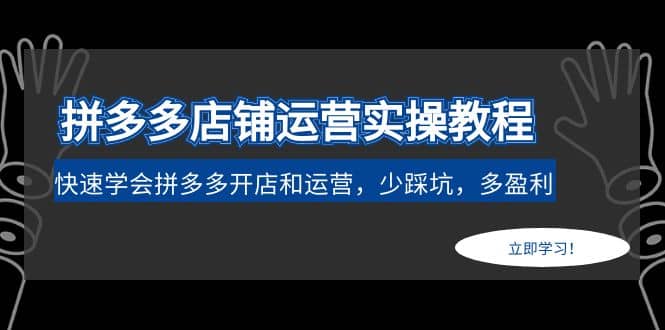 拼多多店铺运营实操教程：快速学会拼多多开店和运营，少踩坑，多盈利网创吧-网创项目资源站-副业项目-创业项目-搞钱项目念念云网创