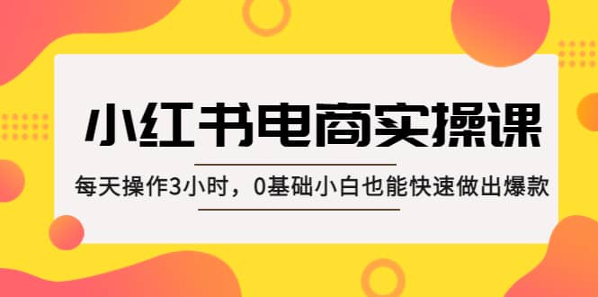 小红书·电商实操课：每天操作3小时，0基础小白也能快速做出爆款网创吧-网创项目资源站-副业项目-创业项目-搞钱项目念念云网创
