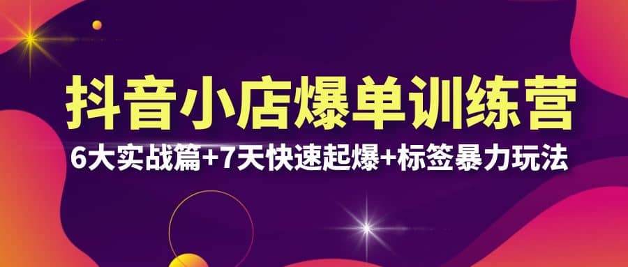 抖音小店爆单训练营VIP线下课：6大实战篇+7天快速起爆+标签暴力玩法(32节)网创吧-网创项目资源站-副业项目-创业项目-搞钱项目念念云网创