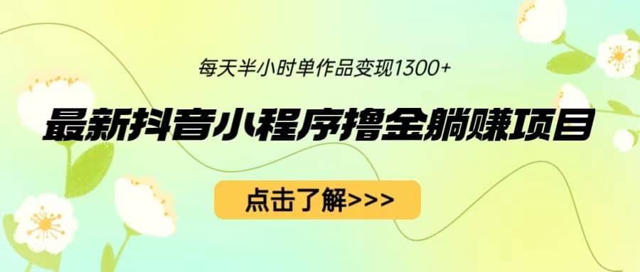 最新抖音小程序撸金躺赚项目，一部手机每天半小时，单个作品变现1300+网创吧-网创项目资源站-副业项目-创业项目-搞钱项目念念云网创