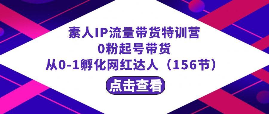 繁星·计划素人IP流量带货特训营：0粉起号带货 从0-1孵化网红达人（156节）网创吧-网创项目资源站-副业项目-创业项目-搞钱项目念念云网创
