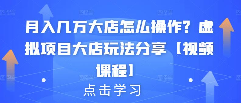 月入几万大店怎么操作？虚拟项目大店玩法分享【视频课程】网创吧-网创项目资源站-副业项目-创业项目-搞钱项目念念云网创