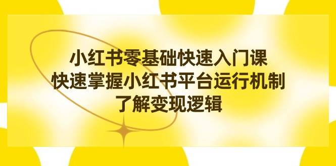 小红书0基础快速入门课，快速掌握小红书平台运行机制，了解变现逻辑网创吧-网创项目资源站-副业项目-创业项目-搞钱项目念念云网创